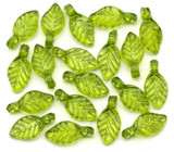 20pc 10x5mm Acrylic Leaf Drops, Transparent Medium Green
