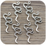 6pc 30x15mm Snake Pendants, Antique Silver