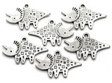 6pc 28x16mm Triceratops Pendants, Antique Silver