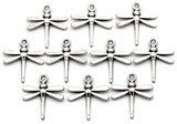 10pc 18x17mm Dragonfly Charms, Antique Silver