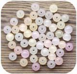 50pc 6mm Glass UV Reactive Round Beads, White (Color Changing)