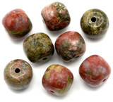 8pc 10mm Unakite Barrel Beads