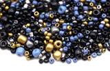 Approx. 17-Gram Bag of 2-4mm Glass Multi-Color Seed Beads, Dark Blue Mix