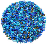 Approx. 17-Gram Bag of 2-4mm Glass Multi-Color Seed Beads, Ocean Blue Mix