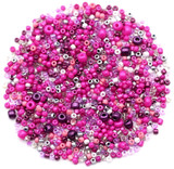 Approx. 17-Gram Bag of 2-4mm Glass Multi-Color Seed Beads, Magenta Mix
