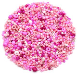 Approx. 17-Gram Bag of 2-4mm Glass Multi-Color Seed Beads, Coral Pink Mix