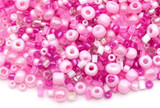 30-Gram Bag of 2-5mm Glass Mixed Seed & Bugle Beads, Bright Pink Mix