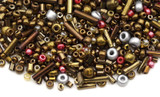 30-Gram Bag of 2-5mm Glass Mixed Seed & Bugle Beads, Bronze Mix