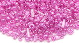 30-Gram Bag of 2-5mm Glass Mixed Seed & Bugle Beads, Rose Mix
