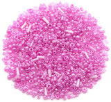 30-Gram Bag of 2-5mm Glass Mixed Seed & Bugle Beads, Rose Mix