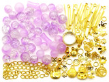Approx. 50-Gram Bag 6-10mm Lilac Glass Bead Mix w/Gold Findings