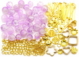Approx. 50-Gram Bag 6-10mm Lilac Glass Bead Mix w/Gold Findings