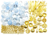 Approx. 50-Gram Bag 6-10mm Cornflower Glass Bead Mix w/Gold Findings