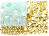 Approx. 50-Gram Bag 6-10mm Seafoam Glass Bead Mix w/Gold Findings