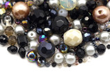 Approx. 45-Gram Bag 2-10mm Black Tie Glass Bead & Pearl Mix