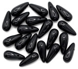 20pc 12x5mm Czech Pressed Glass Teardrop Beads, Jet