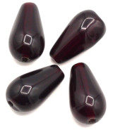 4pc 15x8mm Czech Pressed Glass Teardrop Beads, Garnet