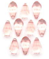 10pc 14x7mm Czech Pressed Glass Faceted Top-Drilled Teardrop Beads, Light Rosaline