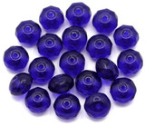 20pc 9x6mm Czech Fire-Polished Glass Faceted Donut Rondelle Beads, Dark Sapphire