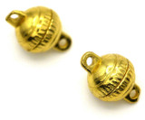 2 Sets 13x8mm Textured Round Magnetic Clasps, Gold