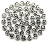 50pc 6mm Flower Spacer Beads, Antique Silver