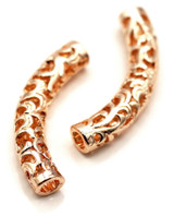 2pc 43x12mm Rose Gold-Plated Alloy Curved Tube Spacer Beads