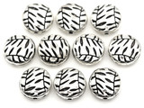 10pc 10mm Leaf-Patterned Coin Spacer Beads, Antique Silver