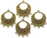 4pc 33x27mm Round Chandelier Links, Antique Bronze