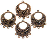 4pc 33x27mm Round Chandelier Links, Antique Copper