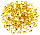 BULK VALUE-- 100pc 8x4mm Steel Clamshell Crimp/Knot Cover Bead Tips, Antique Gold