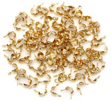 BULK VALUE-- 100pc 8x4mm Steel Clamshell Crimp/Knot Cover Bead Tips, Light Gold