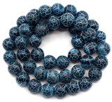 Approx. 13.5" Strand 8mm Crackle Agate Beads (Dyed/Heated), Midnight Blue