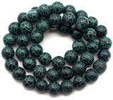 Approx. 13.5" Strand 8mm Crackle Agate Beads (Dyed/Heated), Shadowed Green