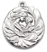 28x24mm Stainless Steel Swirled Mother & Child Round Pendant