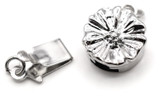 17x11mm Brass Flower Box Clasp, Silver