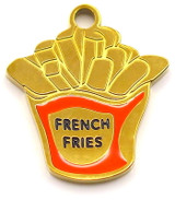 15x13mm Stainless Steel Enameled "FRENCH FRIES" Charm, Gold
