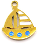 14x12mm Stainless Steel Enameled Sailboat Charm, Gold