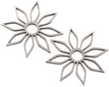 2pc 29mm Stainless Steel Laser-Cut Flower Pendant Links