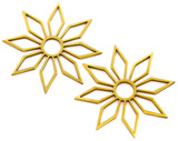 2pc 29mm Stainless Steel Laser-Cut Flower Pendant Links, Gold