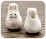 Approx. 21x13mm Porcelain Rabbit w/Flowers Bead