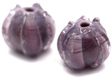 2pc Approx. 11x10mm Lampwork Glass Flower Bud Beads, Lavender