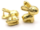 2pc 13x11mm 18k Gold-Plated Brass 3D Rabbit Charms