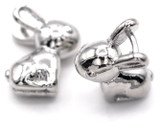 2pc 13x11mm Platinum-Plated Brass 3D Rabbit Charms