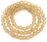 Approx. 11.5" Strand 4mm Crystal Faceted Bicone Beads, Champagne
