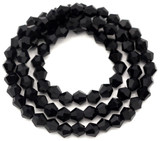Approx. 11.5" Strand 4mm Crystal Faceted Bicone Beads, Jet Black