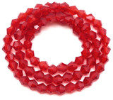 Approx. 11.5" Strand 4mm Crystal Faceted Bicone Beads, Transparent Red