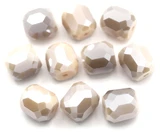 10pc 10mm Crystal Faceted Barrel Beads, Light Peach/Steel Blue Shimmer