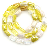 Approx. 10" Strand 7x4mm Crystal Faceted Rectangle Beads, Sunshine Shimmer Mix