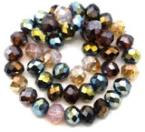 Approx. 8" Strand 6x5mm Crystal Faceted Rondelle Beads, Old World Glam Mix