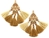 2pc Approx. 65mm Enameled Tassel Pendants, Antique Copper w/Tan & Brown